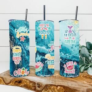 Beach 20oz Tumbler With Straw